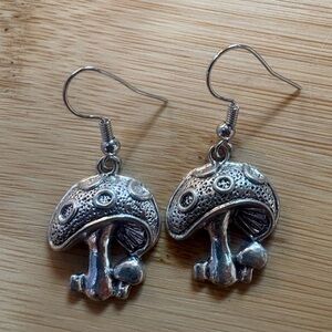 Silver Mushroom Earrings